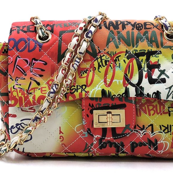 Graffiti Quilted Shoulder Bag
